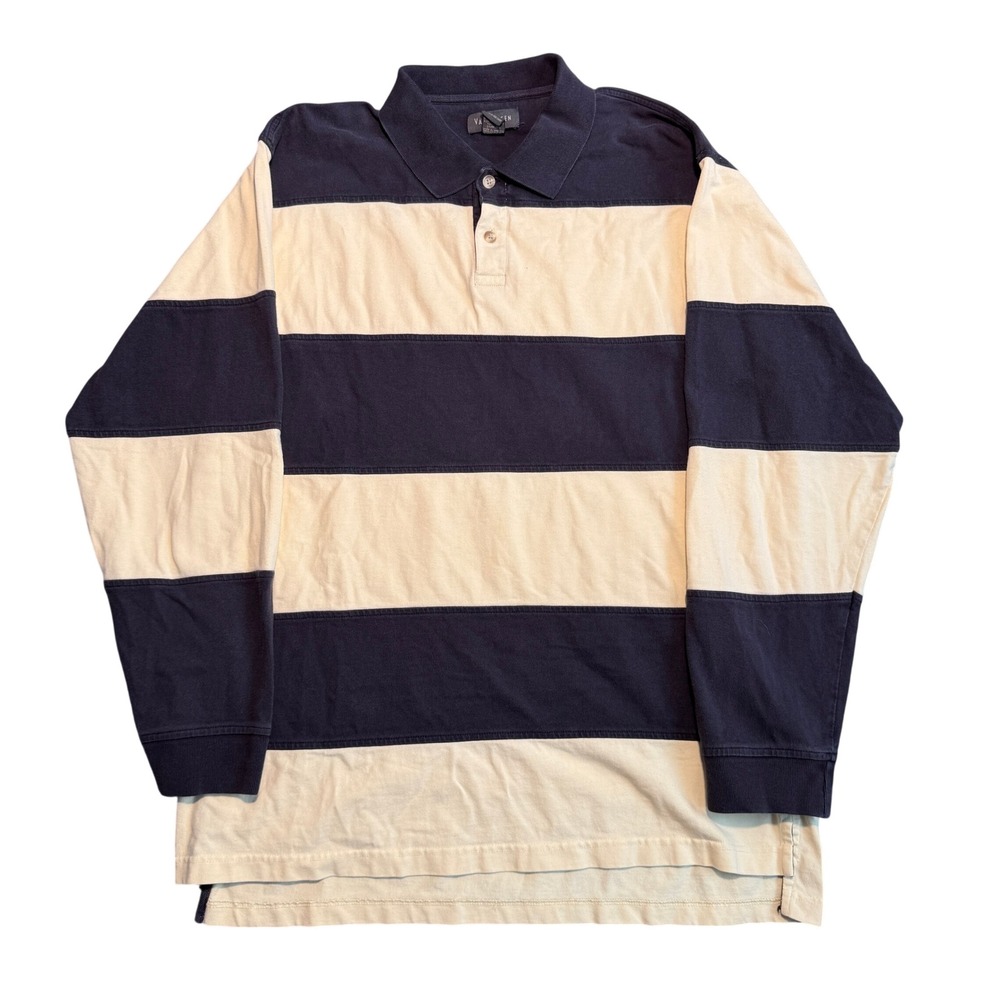 Vintage Rugby Large Long Sleeve Striped Polo Shirt